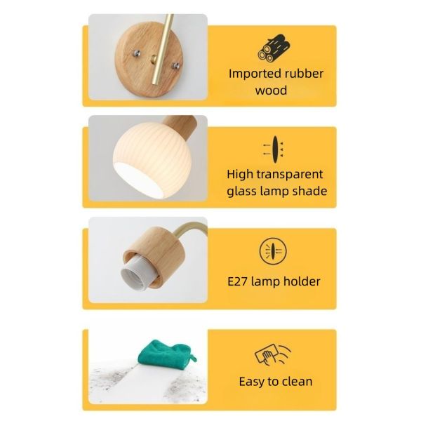 Стенный фонарь из скандинавского массивного дерева простой творческий крыльцо Свет лестницы проход спальня головной стол Стенный фонарь