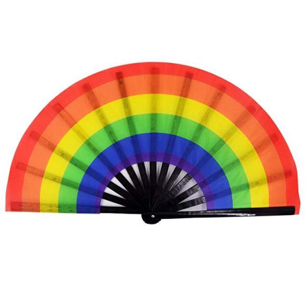 Hombres de las mujeres de bambú y festival de nylon del fan de la mano del plegamiento del paño para el partido