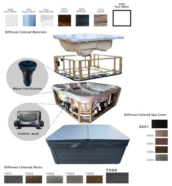 E-174S Anti Slip 850L 5 Persons Hot Tub Automatic Inflow And Outflow System