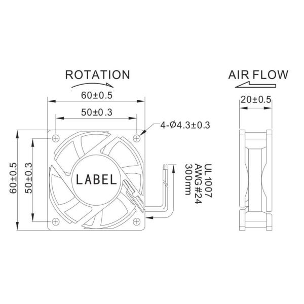 IP55 Waterproof Portable Ventilation Fans 60x60x25mm Size CE ROHS Certificated