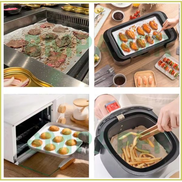 Papier sulfurisé en silicone blanc pour friteuse à air de 40 g, résistant à la chaleur, 70 x 100 cm