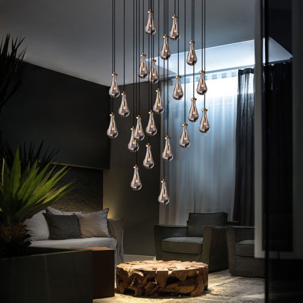 Modern Modern Brass Raindrop Rain Round Chandelier