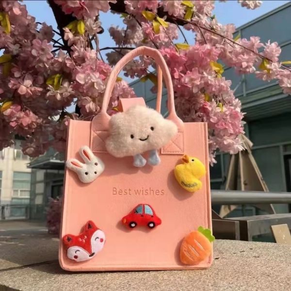 Cartoon Travel Bag Gift Handbag Baby Accompanying Hand Gift Box One-year-old Hundred Day Banquet Felt Handbag