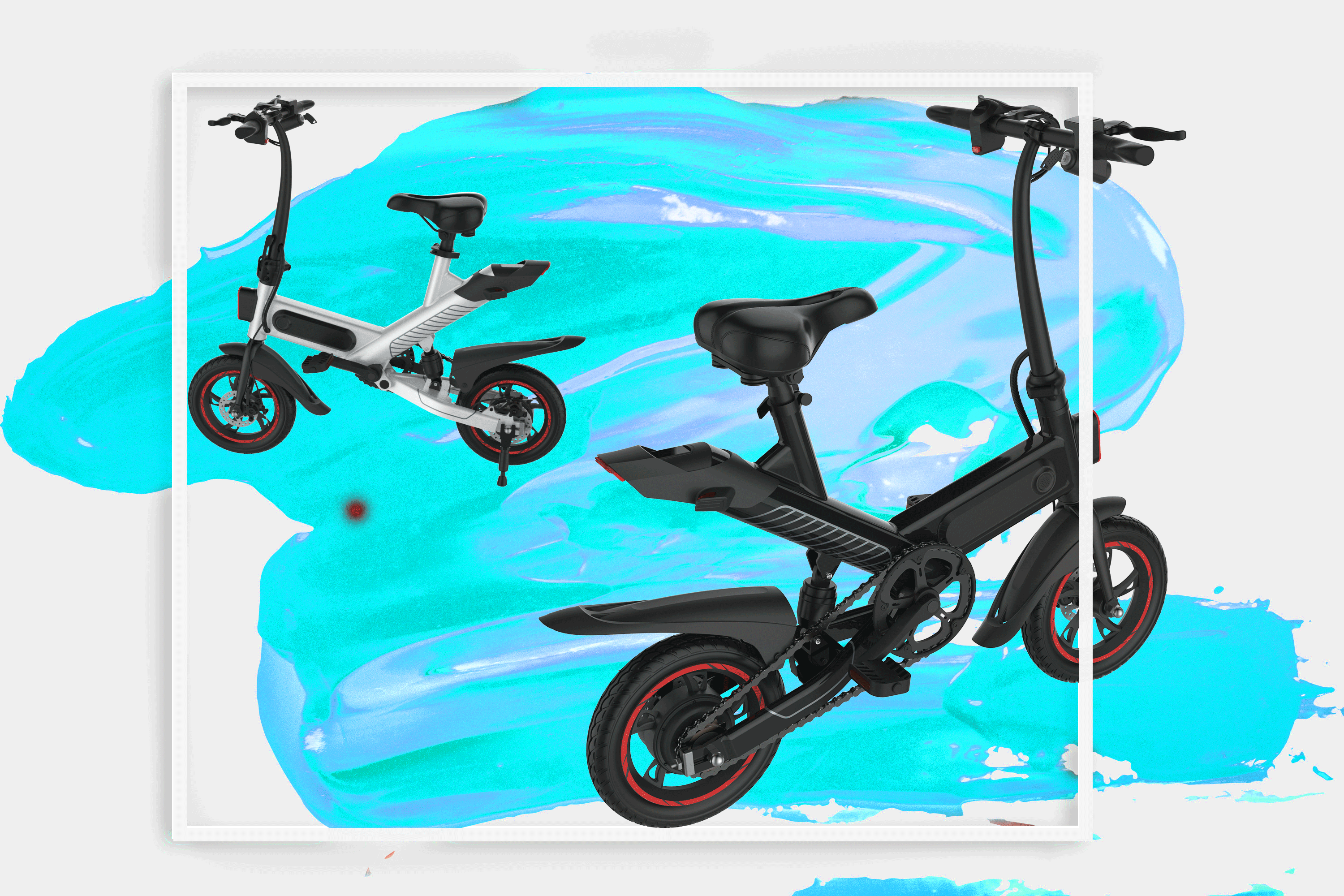 Multi Functional Portable Folding Electric Bike 12 Inches 2 Wheels Ergonomics Design