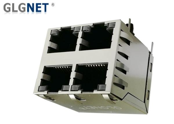 Magnetic RJ45 Connector  2x2 Ports RJ45 Jack with Integrated Transformer LEDs Available