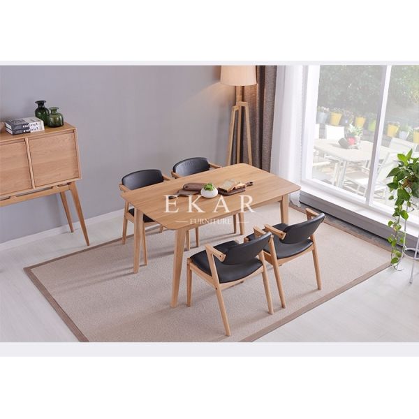 For Home Hotel Furniture Black Leather Wooden Wood Chair Restaurant Dining