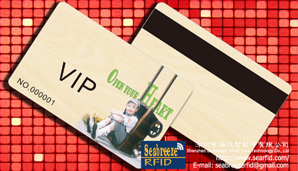 RFID Wood/Bamboo material Card, Wood magnetic stripe Card, Wood four color printing Card