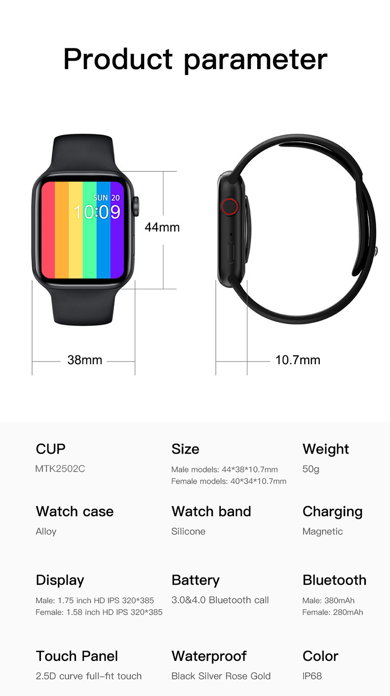 Smartwatch IWO W26+ Pro ECG обоев набора микросхем Mtk 1,75 дюймов