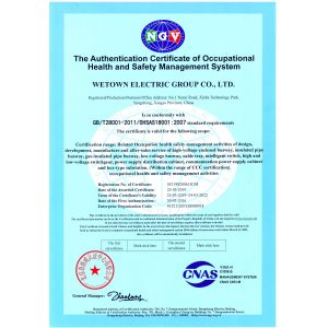Wetown Electric Group Co.,Ltd. Сертификации