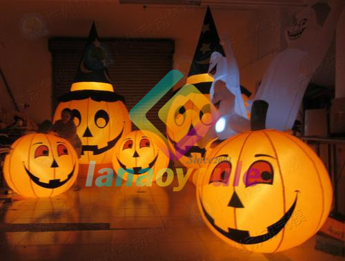 Party Decoration 0.55mm Inflatable Pumpkin Halloween With Light