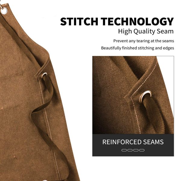 Gardening Work Garden Tools Storage Aprons Waterdrop Resistant Cotton Canvas Cross Back Adjustable Apron