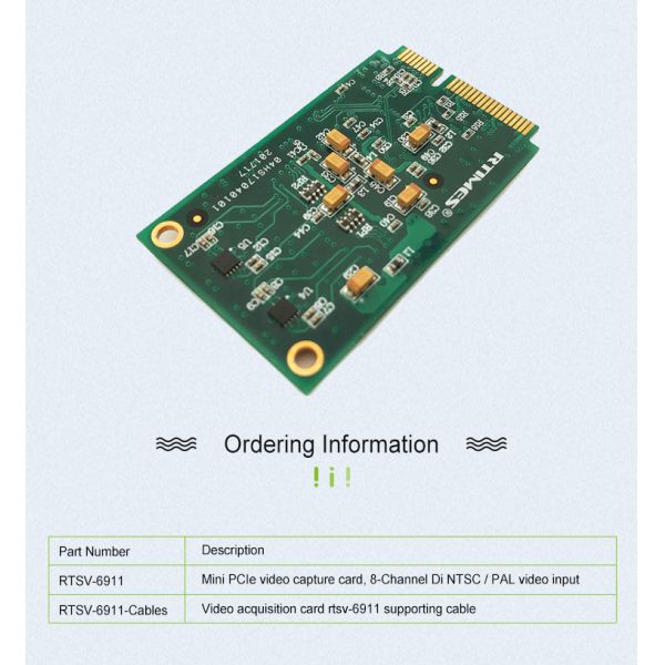 CVBS Video Capture Card RTSV-6911i miniPCIe Video Board with 8-channel PAL/NTSC/RS170
