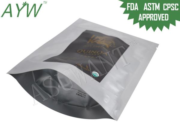o Quinoa 250g orgânico lasca-se sacos alinhados folha, sacos do armazenamento do alimento de Mylar do fechamento do fecho de correr de FDA 