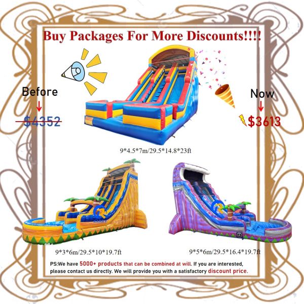 Commercial Occasion Inflatable Water Slides with Pool