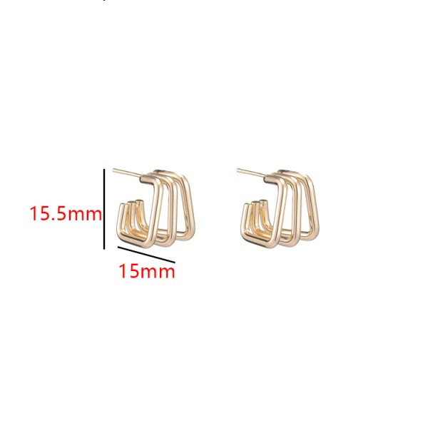 Fashion and Minimalist 14K Gold Plated Geometric Multi Layer Women's Earring Hypoallergenic Jewelry Studs Earrings