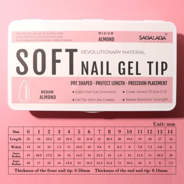 500 Pcs Short Almond Soft Gel X Nail Tips Made in XXL White Square Coffin Nails Tips Extension
