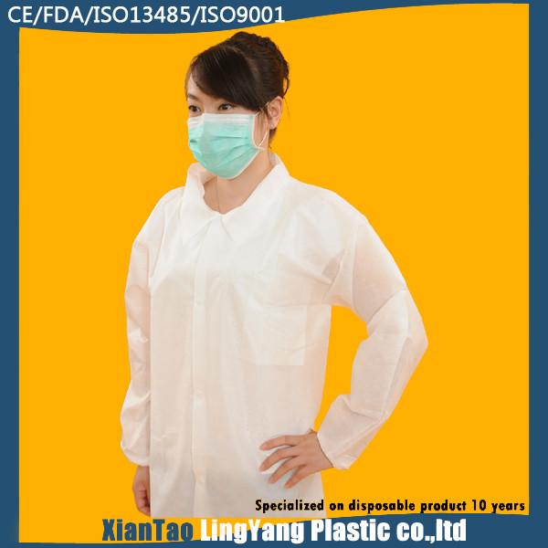 Durable Disposable Laboratory Coats , Disposable Dust Coats 22-55g/㎡ Weight