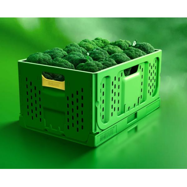 Зелёные тяжеловесные транспортные пластиковые ящики для хранения на складах и в супермаркетах