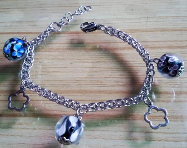 Stainless Steel Chain Linked Murano Pandora Glass Beads Charms Bracelets,12 Styles
