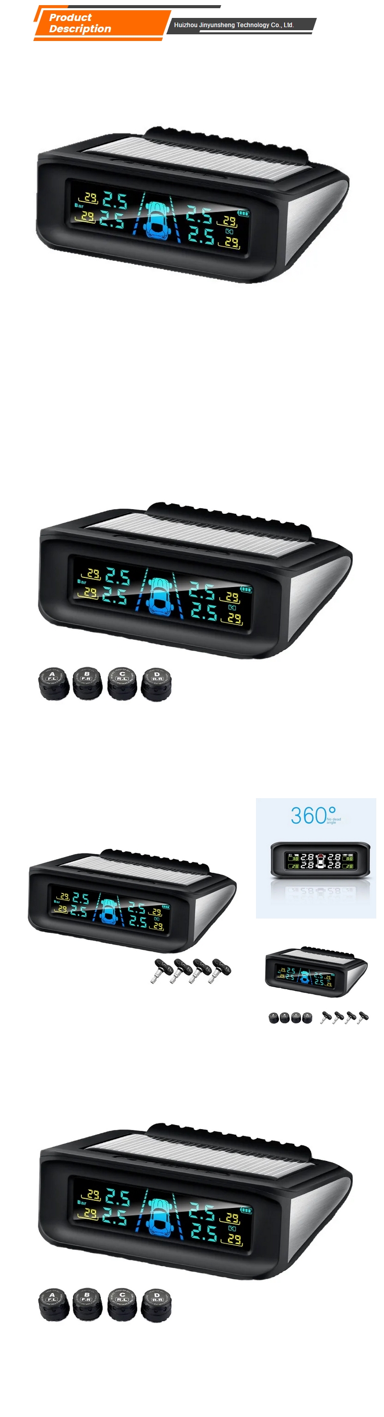 JYS S5 Universal Car TPMS with Wireless Solar External Pressure Sensor 12V 1Y Warranty