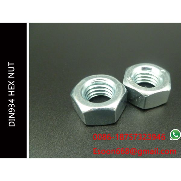 M8-1.25 DIN 934 Zinc Finish Steel Class 8 Hex Nut (HEXAGON FULL NUT)