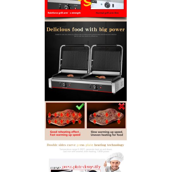 Электрический грейдер с неклеящимся эмалированным покрытием для торгового тостера сэндвичей с стейком