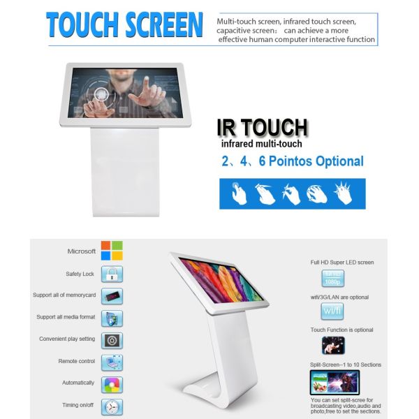 43 Inch Indoor Digital Signage Kiosk Intel CPU WIFI Touch Screen 930.24 * 523.26MM