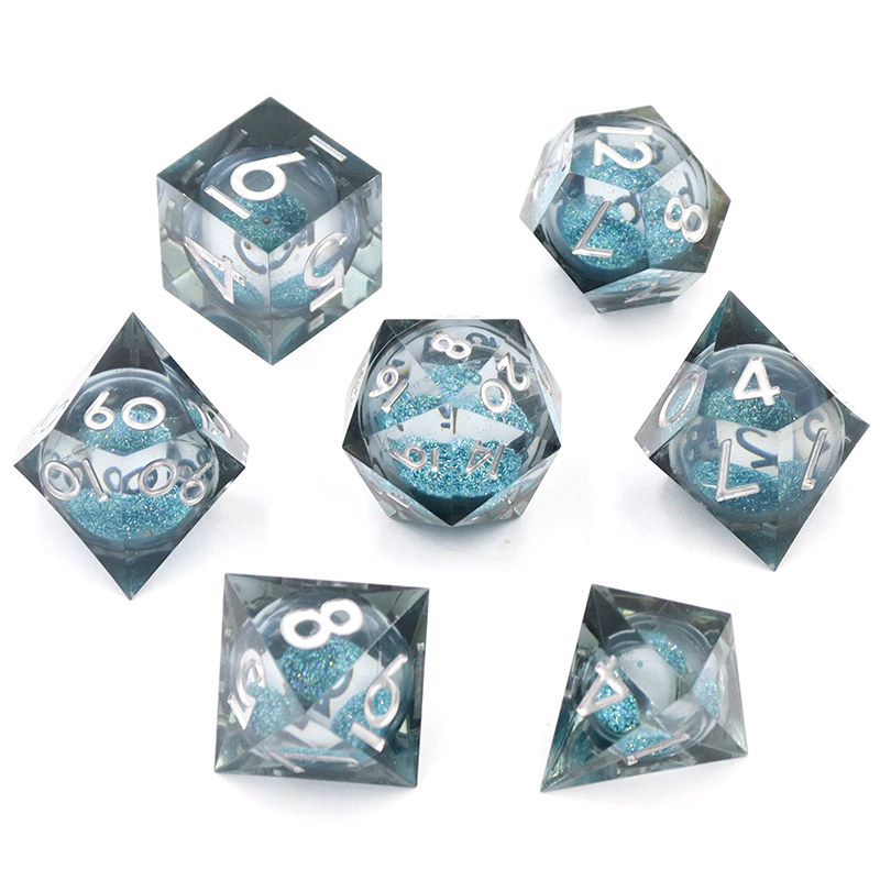 Customized Color and Logo Printed 7 RPG Polyhedral Resin Dice Set for DND Games