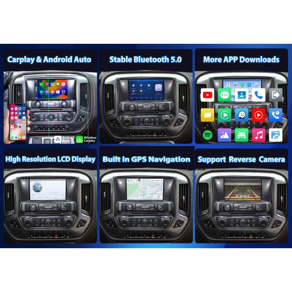 Viknav Upgrade Android Box For Chevrolet Silverado / GMC SIERRA 2014-2018 Wireless Carplay Touch Screen GPS Navigation Multimedia player Auto Stereo Head Unit( OEM 8 Inch)