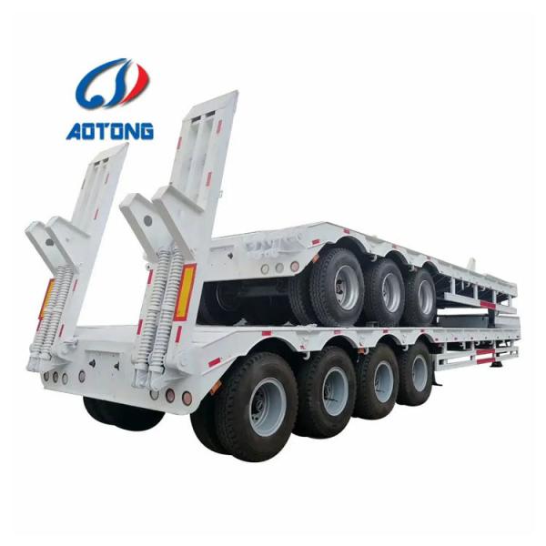 Reboque de 60 toneladas de pescoço de galinha de 80t Lowboy com 3 eixos eixo Fuwa e suspensão de mola de folha