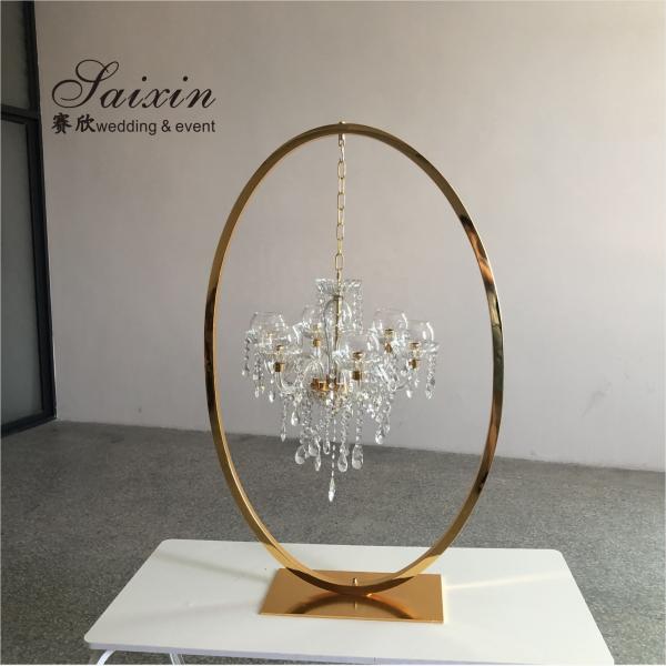 ZT-407V decoração de eventos por atacado apoio oval cristal candelabro centerpieces
