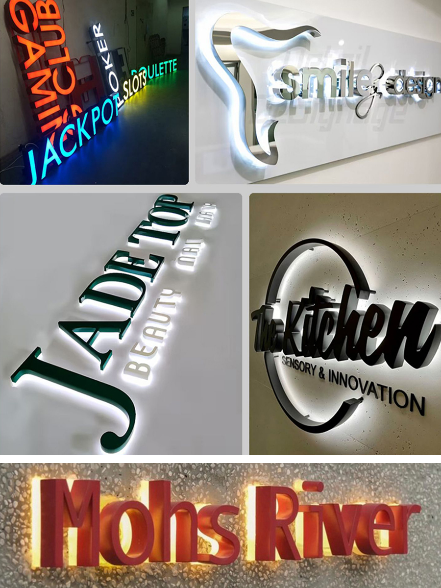 Офис Домашний декор Имя Логотип Бизнес LED Металлический знак Акрил LED Освещенный знак