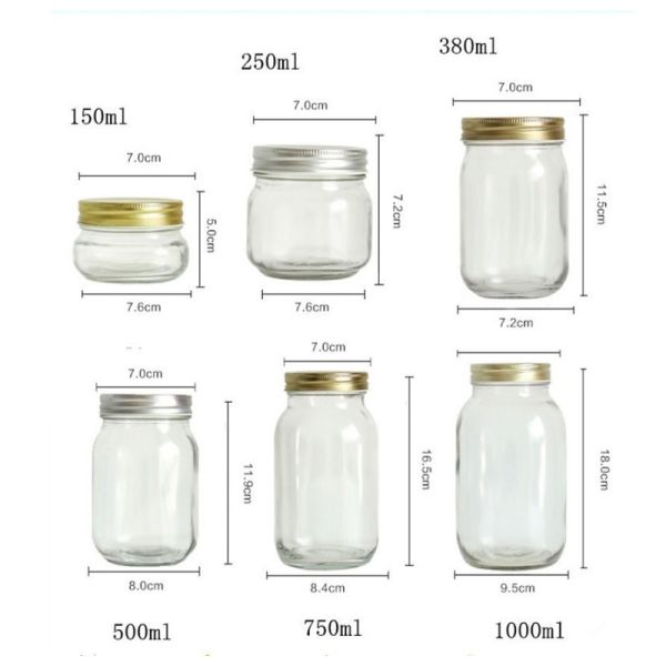 опарникы 90g стекла еды меда 380ml прозрачные загерметизированные упаковывая стеклянные