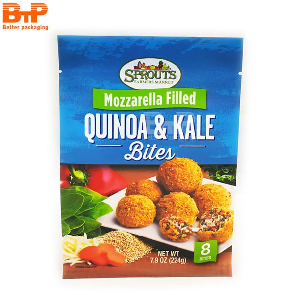Customized Meatball Food Grade Composite With Zipper Eight-side Seal Food Packaging Bag