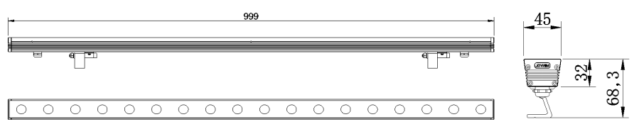 Шайба стены СИД Dimmable на открытом воздухе Rgbw линейная для моста фасада
