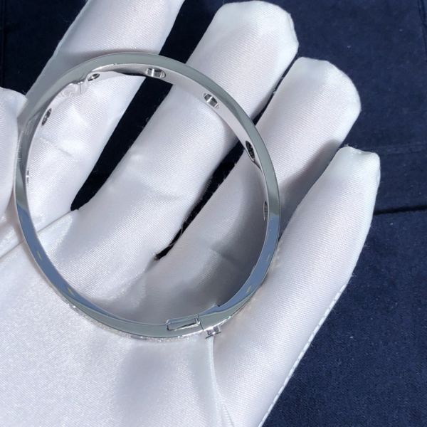 Factory Custom Fine Jewelry 18k White Ogold LOVE Bracelet, Diamond-Paved, Ceramic Bracelet