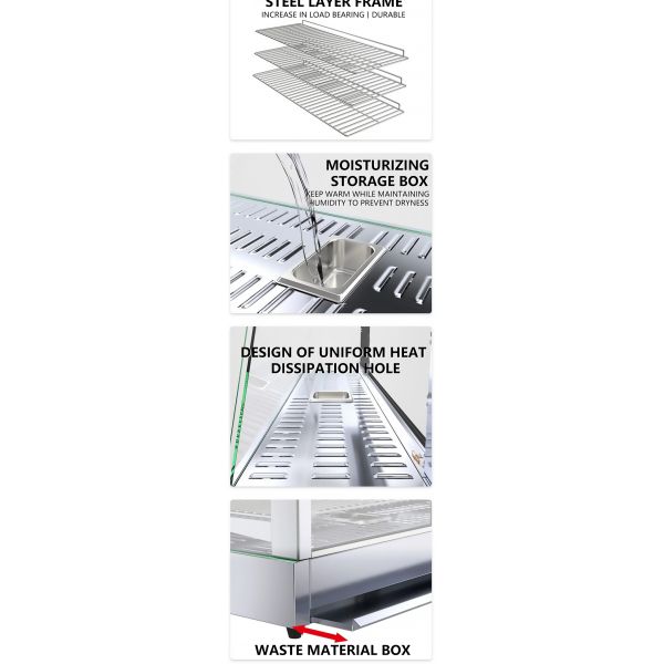 Commercial Restaurant Buffet Use Food Showcase Front Curved Glass Hot Display