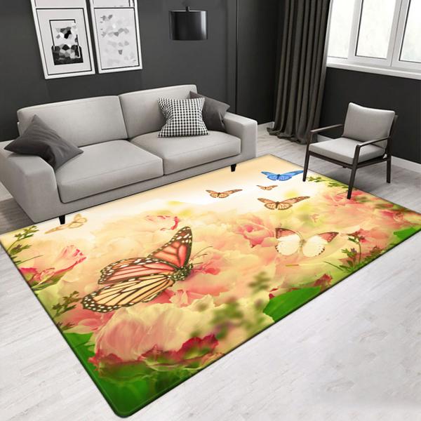 Nature Landscape 3D Printed Flower Polyester Fiber Living Room Carpet Hotel Area Rugs