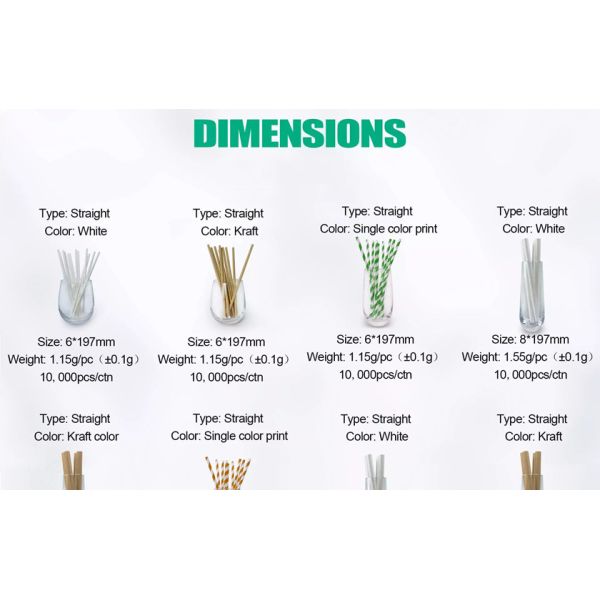 7.75in Party Durable Paper Drinking Straws Colorful Biodegradable Straws For Hot Drinks