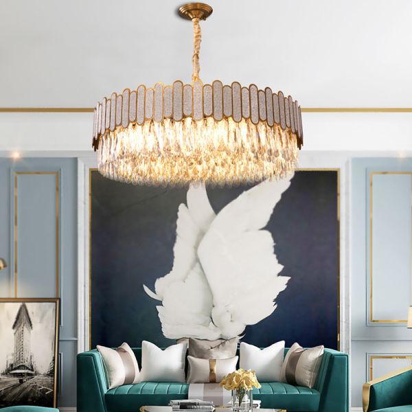 JYLINGTING Modern LED Crystal Chandelier Pendant Lamp Luxury Rectangle Lighting for Home for Bedroom & Living Room Modern Pendant Light