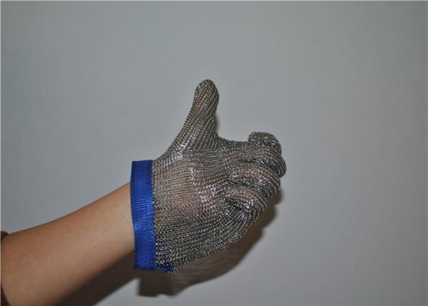 Stainless Steel Mesh Safety Gloves , Kitchen Safety Meat Slicer Gloves