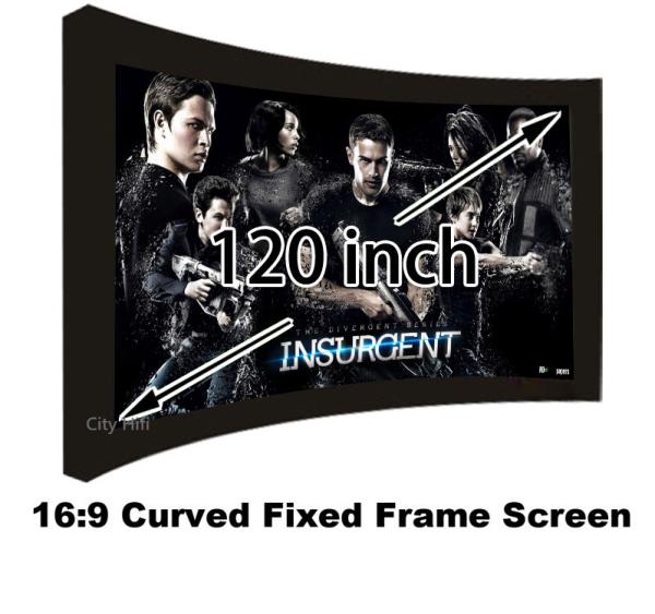Made In China 120 Inch Full HD Manual Curved Fixed Frame Projection Screen 16:9 Ratio