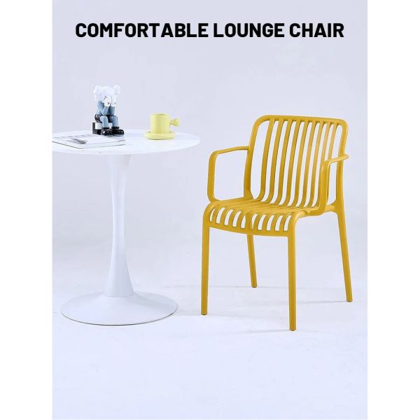 Red Plastic Garden Dining Chairs Nordic Stackable Black Plastic Armchair