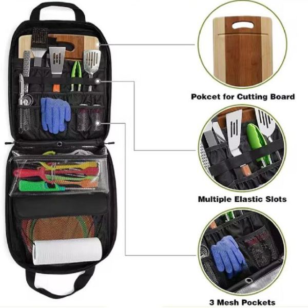 Hanging Camp Utensil Organizer Portable Camping Kitchen Cookware Bag Camping Tool Outdoor Storage Bag