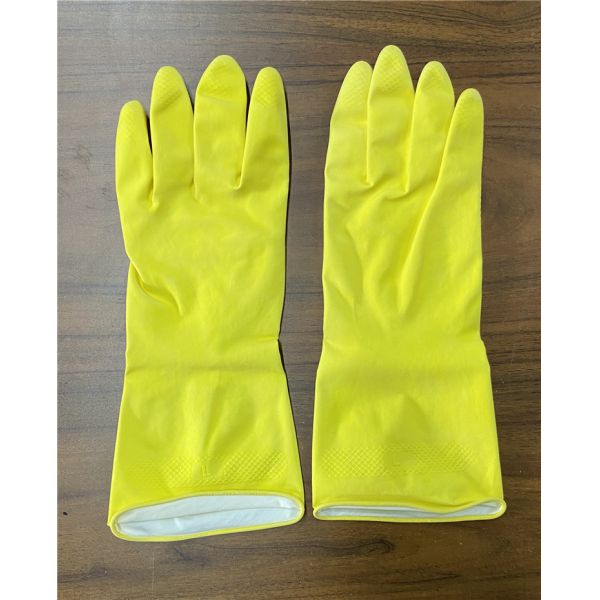 Перчатки желтого естественного домочадца латекса резиновые для Dishwashing