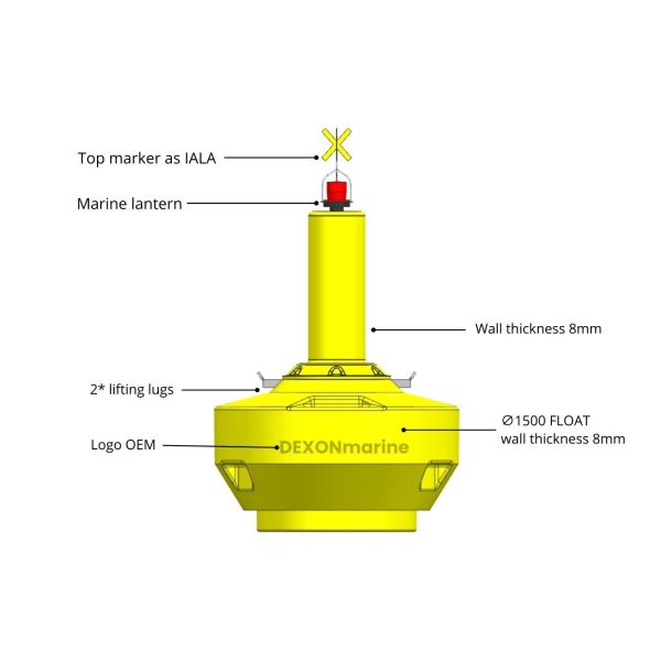 1500mm Dia Yellow Marine Marker Buoys X Topmark Nautical Buoys IALA Compliant