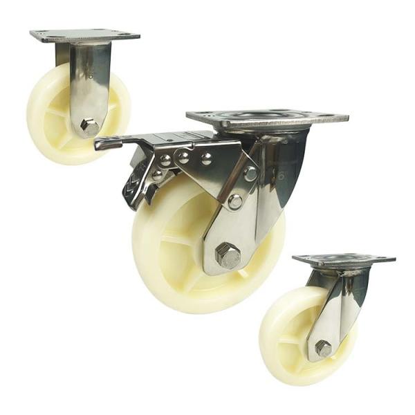 YLcaster 8x2 Solid Nylon Wheel Heavy Duty SUS304 Stainless Steel Caster Wheels