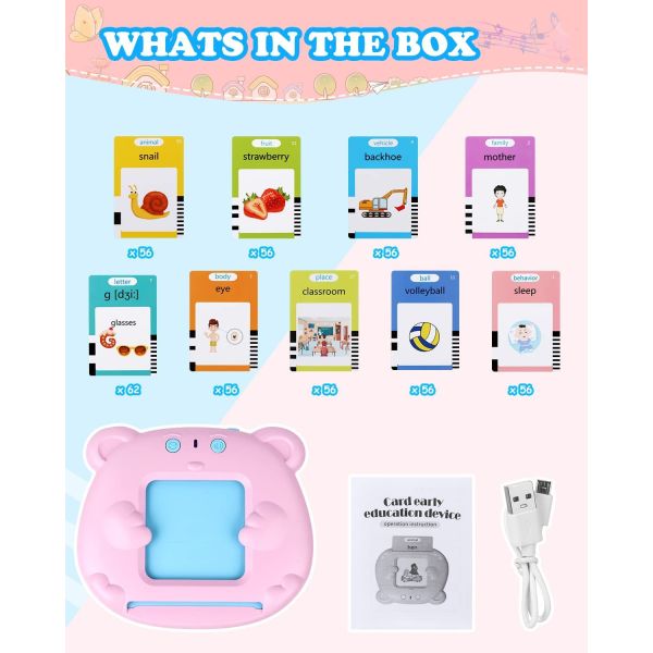Children's Puzzle Flash Card Machine with Educational Features and Lithium Battery