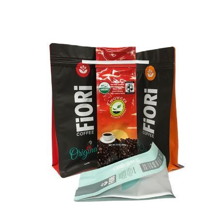2017 new products plastic packaging coffee bean bags/zipper pouch for coffee/eight side sealed bags