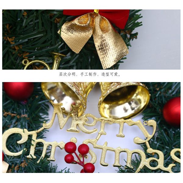 Plush Cloth and Plastic Christmas Pinecone Wreath for Outdoor Christmas Decorations